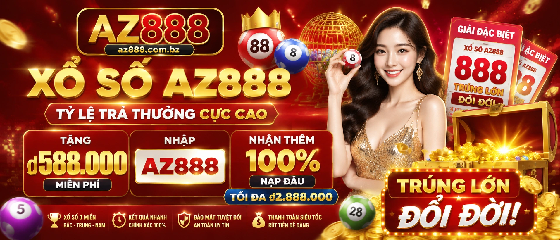 Giao diện Xổ Số Online trên az888